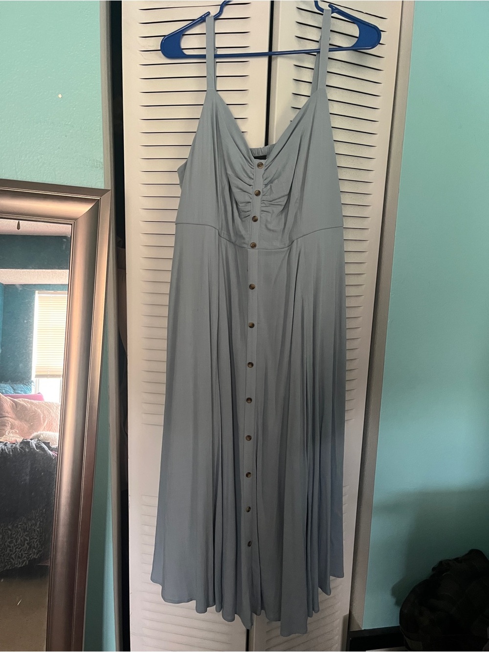 torrid Pale Blue Button-Front Midi Dress